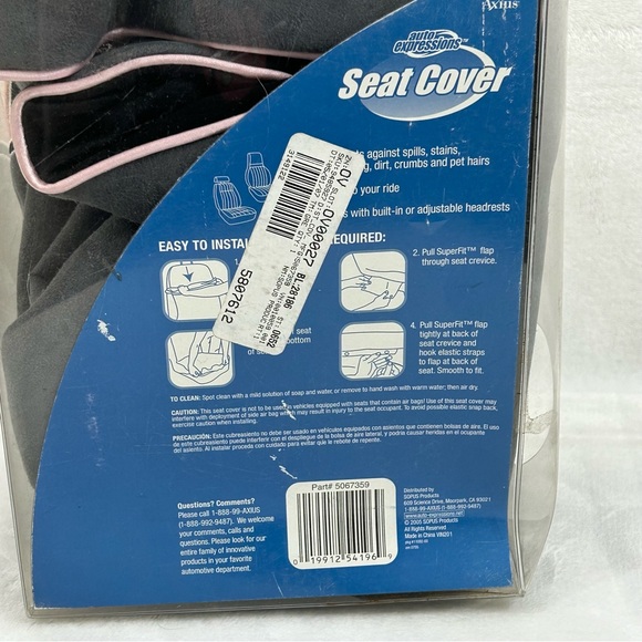 Auto Expressions Urban Princess Gray Microfiber Bucket Seat Cover Universal fit - Picture 10 of 11